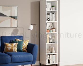 70.9" Corner Bookcase, Tall Narrow 6 Tier Cube Display Storage Shelf