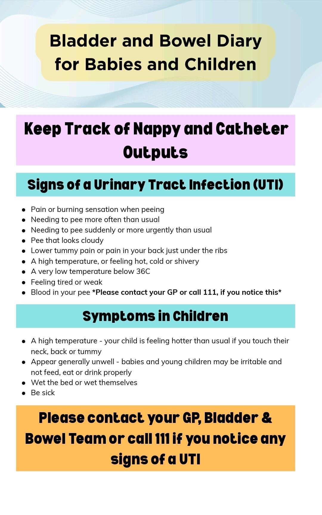 Simple Bladder Tracking Bladder and Bowel Diary for Babies and Children to Track Catheter ...