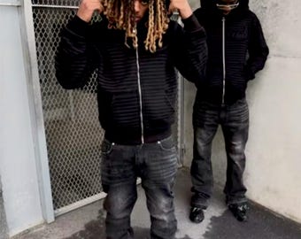 Jean évasé en denim noir délavé Y2K, coupe streetwear large
