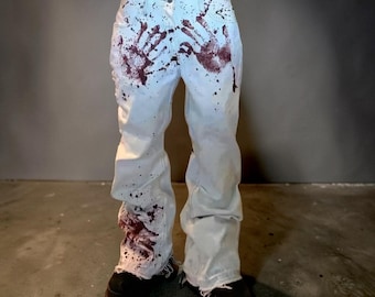 Y2K Bloody Handprint Flared Jeans