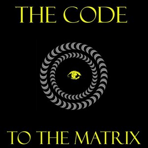 Puede incluir: Una portada de libro negra con el texto amarillo THE CODE en la parte superior y TO THE MATRIX en la parte inferior. En el centro hay un patrón circular de formas de media luna grises que rodean un pequeño icono de ojo amarillo. El nombre del autor JAMES EVANS BOMÆR III 1080° está en la base.