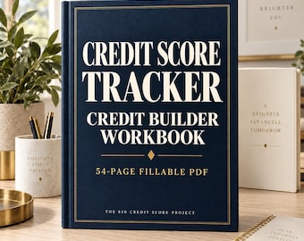 Credit Score Tracker & Credit Builder Workbook | 54-Page Fillable Credit Planner PDF