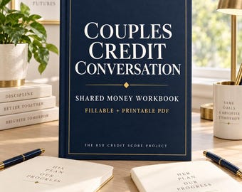 Couples Budget Planner | Shared Finances and Credit Conversation Workbook | Fillable PDF