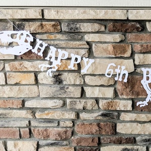 Dinosaur Bones Birthday Banner, Fossil Party Banner
