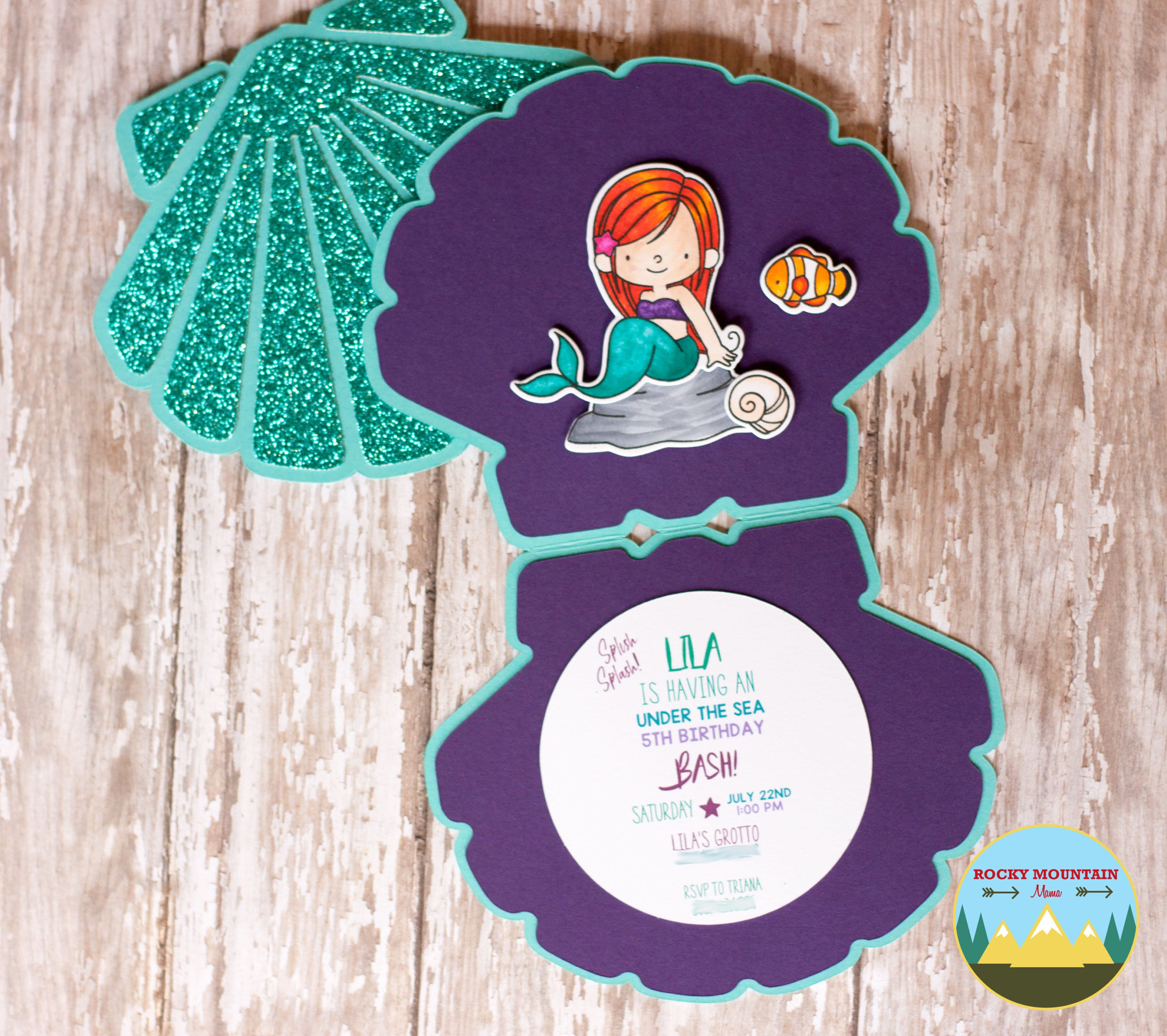 Mermaid Birthday Invitation Seashell Party Invitations | Etsy