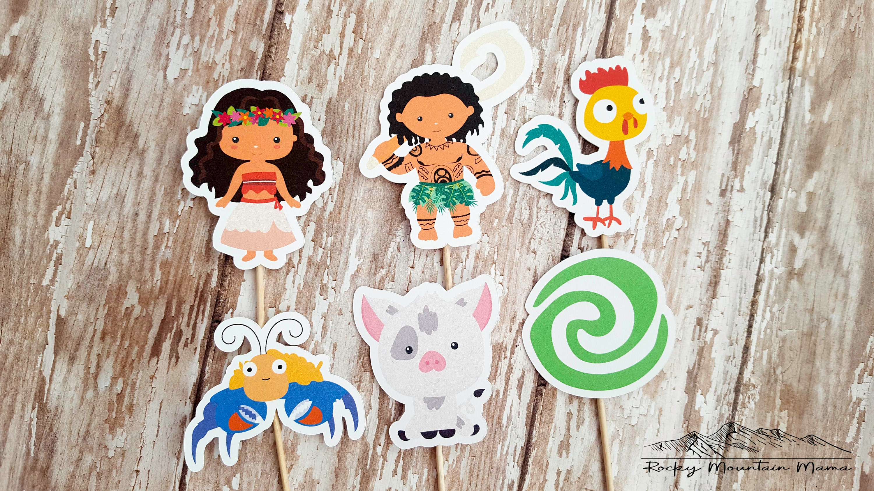 Moana Cupcake Toppers Moana Character Cupcake Picks Set de | Etsy