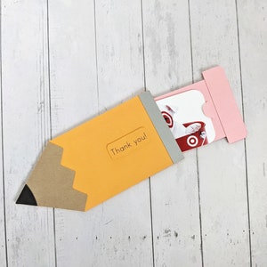 Teacher Gift Card Holder, Pencil Gift Card Holder, Teacher Appreciation Gift