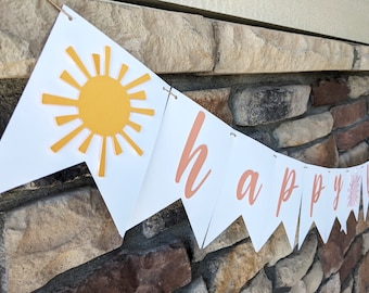 Sunshine Party Banner, Boho Sunshine Birthday Banner