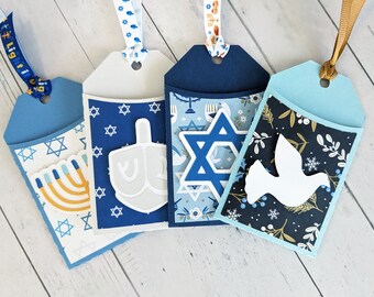 Portatarjetas de regalo de Hanukkah, etiquetas para tarjetas de regalo de Hanukkah