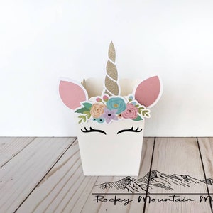 Unicorn Popcorn Box, Unicorn Candy Box, Floral Unicorn Favor Box, Unicorn Baby Shower Favor Box, Unicorn Treat Boxes, Unicorn Party Favors image 6