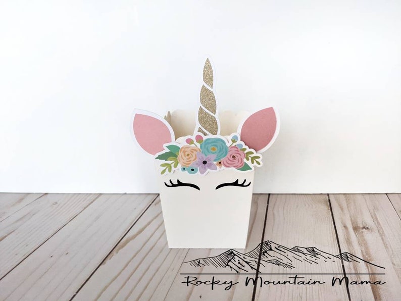 Unicorn Popcorn Box, Unicorn Candy Box, Floral Unicorn Favor Box, Unicorn Baby Shower Favor Box, Unicorn Treat Boxes, Unicorn Party Favors image 6