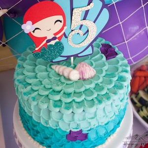 Mermaid Cake Topper, Mermaid Shell Cake Topper