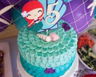 Mermaid Cake Topper, Mermaid Shell Cake Topper