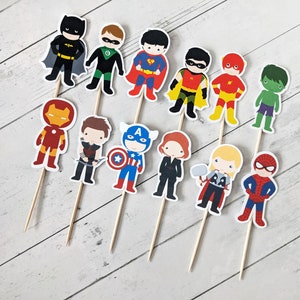 Superhero Cupcake Toppers - Set of 12 Toppers