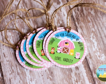 Farm Favor Tags, Farm Animal Thank You Tags