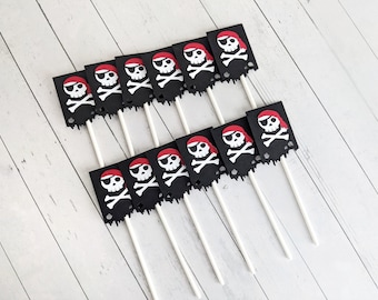 Pirate Cupcake Toppers, Skull & Crossbones Cupcake Toppers