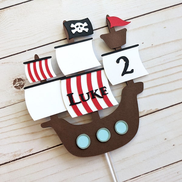 Pirate Ship Cake Topper, Pirate Birthday Cake Topper