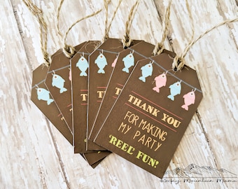 Gender Reveal Gone Fishing Party Tags