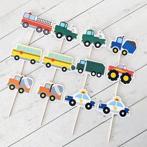 Cars & Trucks Cupcake Toppers, Set of 12 Car Toppers