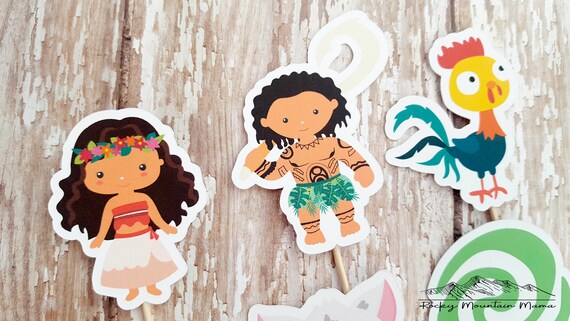 Moana Cupcake Toppers Moana Character Cupcake Picks Set Of Etsy