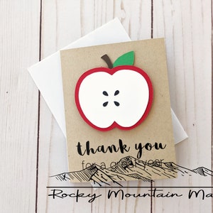 Teacher Thank You Card, Teacher Appreciation Card, Red Apple Thank You Card, Teacher Greeting Card, Apple Greeting Card
