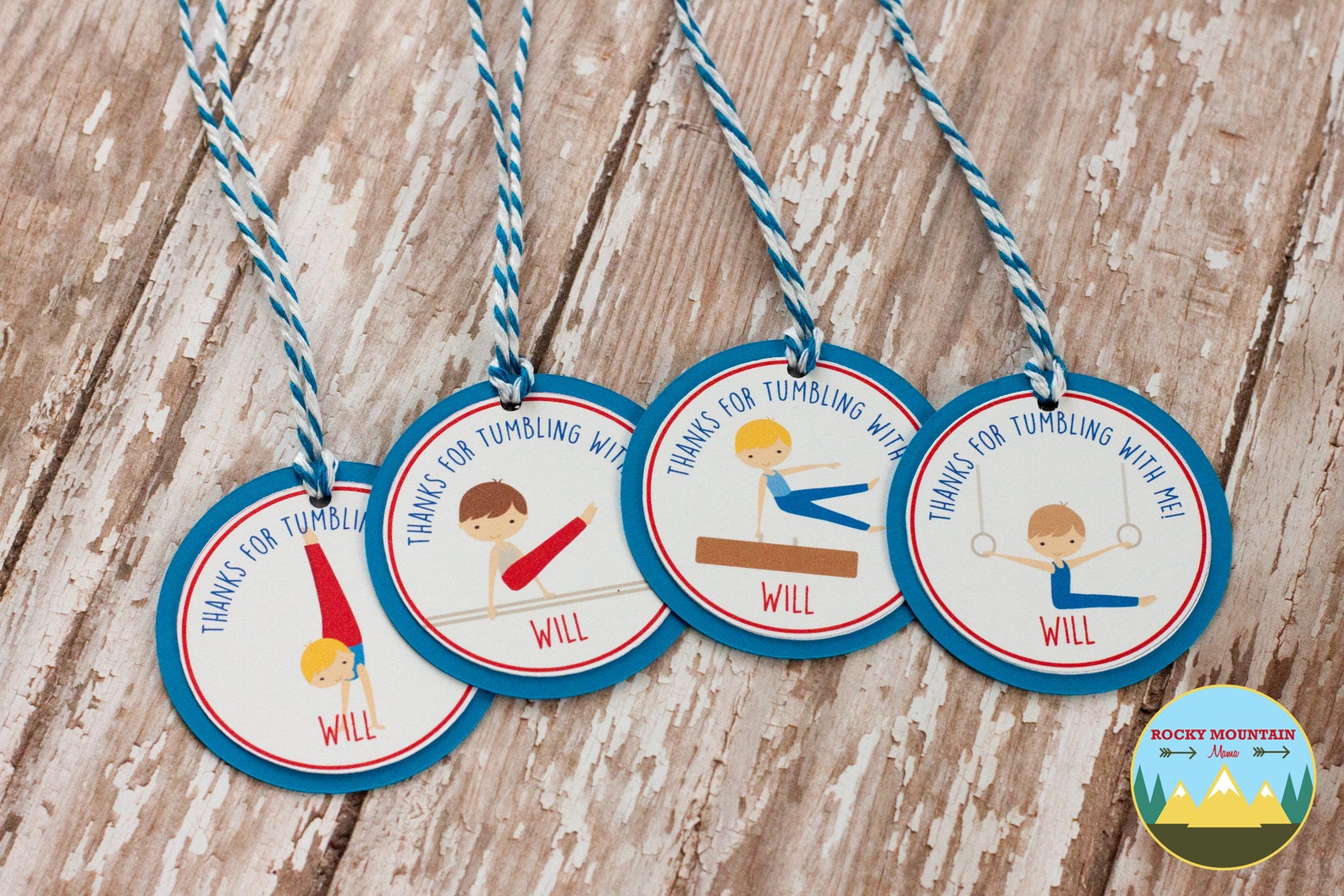 Gymnastics Favor Tags Boys Gymnast Party Tags Gymnastics Etsy
