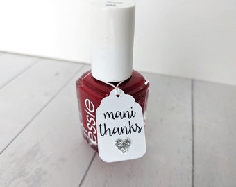 Etiquetas de agradecimiento por manicura, etiquetas de agradecimiento por despedida de soltera, etiquetas de agradecimiento por esmalte de uñas, etiquetas de recuerdo para manicura y pedicura