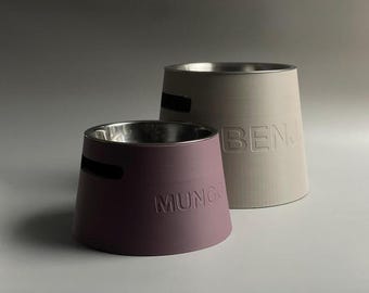 Personalized Elevated Dog Bowl Holder: Healthy Posture, 330 and 900ml Metal Bowl Included