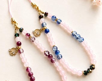 Celestial Charm - Beaded Phone Bracelet - Handmade Mobile Phone Charm - Wrist Strap