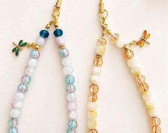 Dragonfly wearable charm bracelet - Pastel dragonfly phone charm - Wrist strap