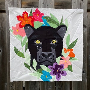 Floral Big Cats - Black Panther Foundation Paper Piecing Pattern