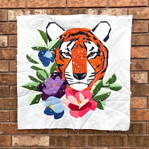 Floral Big Cats - Tiger Foundation Paper Piecing Pattern