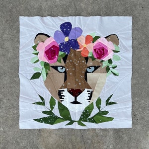 Floral Big Cats - Mountain Lion Foundation Paper Piecing Pattern