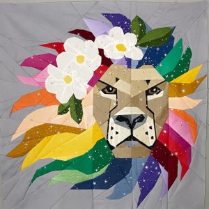 Floral Big Cats - Lion Foundation Paper Piecing Pattern