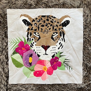 Floral Big Cats - Jaguar Foundation Paper Piecing Pattern