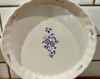 Jackie Byrd Classic | Four-Leaf Clover | Blue & White Baking Dish Set | Pie Dish + Oval Casserole | Scandinavian Floral Transferware