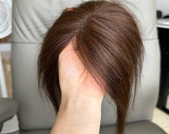 Postizo de cabello humano Remy marrón de 25 cm (10"), base de seda de 10 x 11,5 cm (4 x 4,5") para dar volumen.