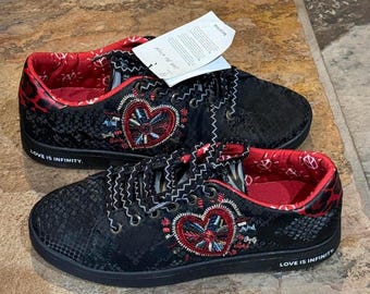 Women's Designer Embroidered Sneakers, Women's Casual Shoes, size 7.5, Desigual Women's Shoes, Comfortable Women's Shoes