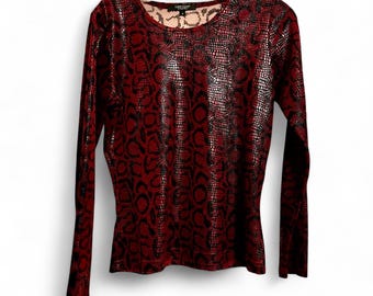 Womens Casual Top, Karen Kane Women's Red and Black Dressy Top, Long Sleeve Top Small, Wavesong Top, Casual Ladies Top, Everyday Woman's Top