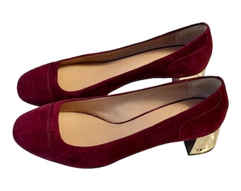 Women Dress Shoes, Dressy Pumps, Tory Burch Maroon Suede Dress  Pumps size 8 1/2, Designer Shoes, Tory Burch Shoes