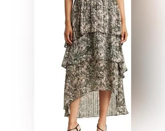 Womens Tiered Skirt Size large, Midi Skirt, Dressy Date Night Skirt, Floral Midi Skirt, Midi Skirt