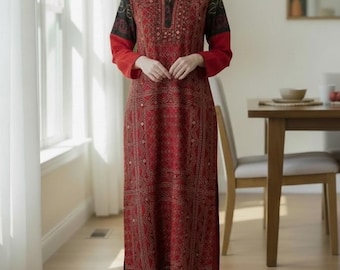 Womens Handmade Embroidered Dress Medium /10-12, Longsleeve Maxi Dress, Sunday Brunch /Home Entertaining Dress, Casual Brunch Dress
