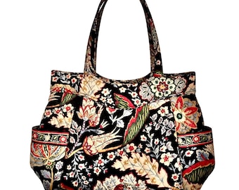 Vera Bradley Quilted Tote Bag, Versailles Pattern, Large Shoulder Bag