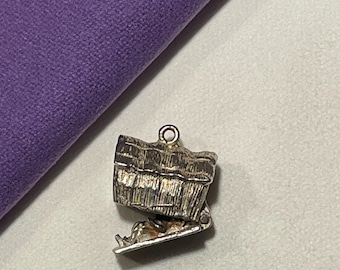 Sterling Silver pendant Lovers Barn, Hayloft charm, Opens to couple