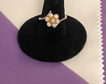 Vintage Opal Cluster Ring in Solid Yellow Gold