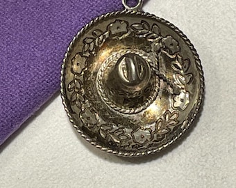 Vintage 925 sterlingzilveren grote Mexicaanse sombrero-bedelhanger
