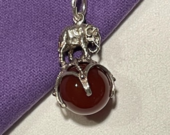Sterling zilveren olifant hanger bedel zakhorloge fob agaatsteen voor ketting ketting