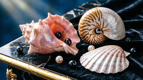 Luxe Sea Shell & Pearl Still Life