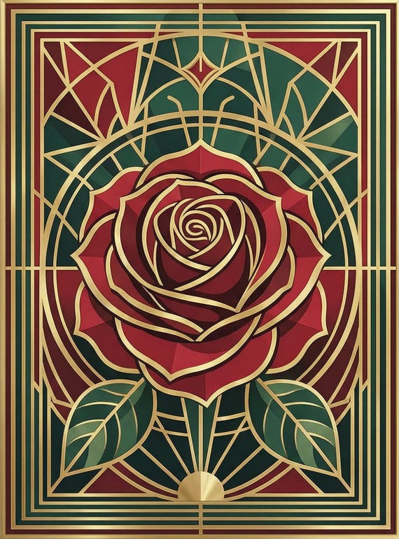 Chic Modern Style Art Deco Rose Wall Art Floral Print
