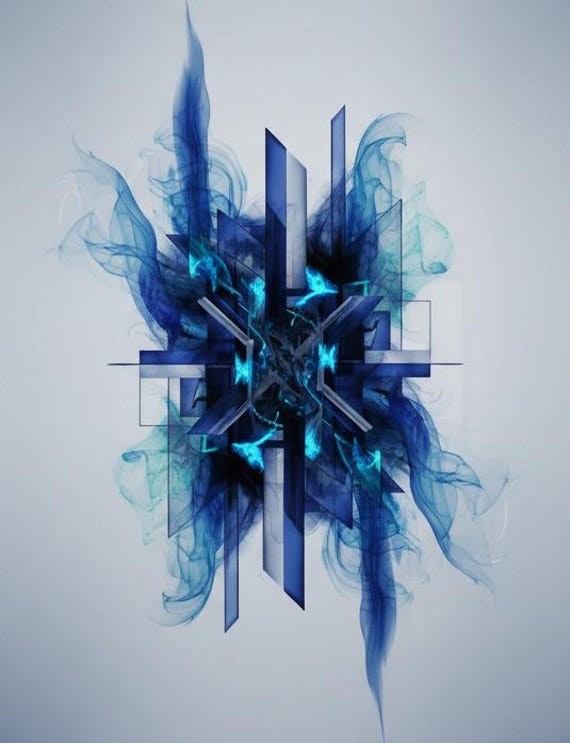 Luxury Blue Modern Energy Abstract Geometric Wall Art, Eclectic Home Decor Art Print, Luxury Home Decor, Contemporary Artwork
